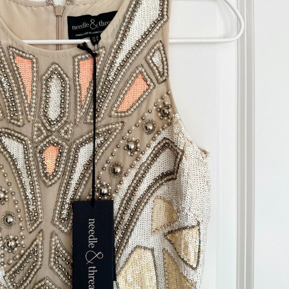NWT Needle & Thread Geo Sundown Sequin Bead Embellished Mini Dress Size 4 - Picture 2 of 7